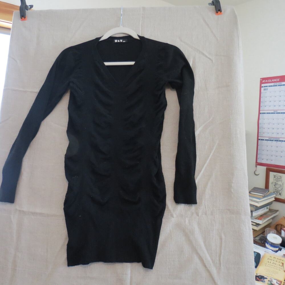M&V Black Ribbed Cashmere Blend Sweater/ Tunic Dress SM